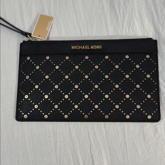 Michael Kors Black Wristlet with Gold accents - Picture 1 of 3
